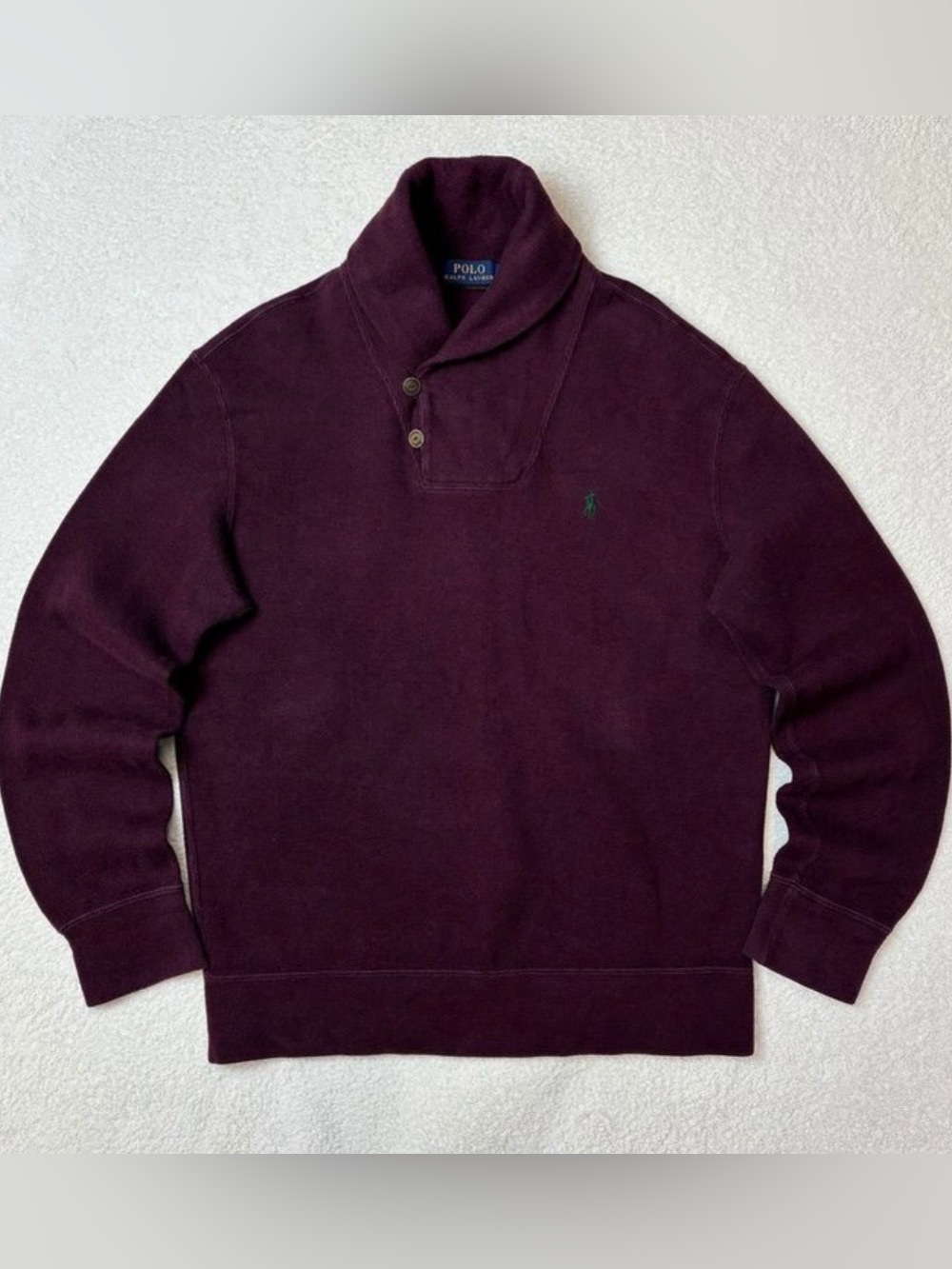Polo Ralph Lauren V-Neck Shawl Collar Sweater Burgundy Red XXL pony logo